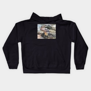 colorized vintage photo of caiman Kids Hoodie